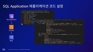 © 2023, Amazon Web Services, Inc. or its affiliates. All rights reserved.
SQL Application
SQL Application
Lambda
RDS
 