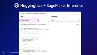© 2023, Amazon Web Services, Inc. or its affiliates. All rights reserved.
🤗 Huggingface + SageMaker Inference
 