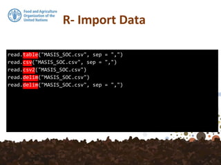 read.table("MASIS_SOC.csv", sep = ",")
read.csv("MASIS_SOC.csv", sep = ",")
read.csv2("MASIS_SOC.csv")
read.delim("MASIS_SOC.csv")
read.delim("MASIS_SOC.csv", sep = ",")
 