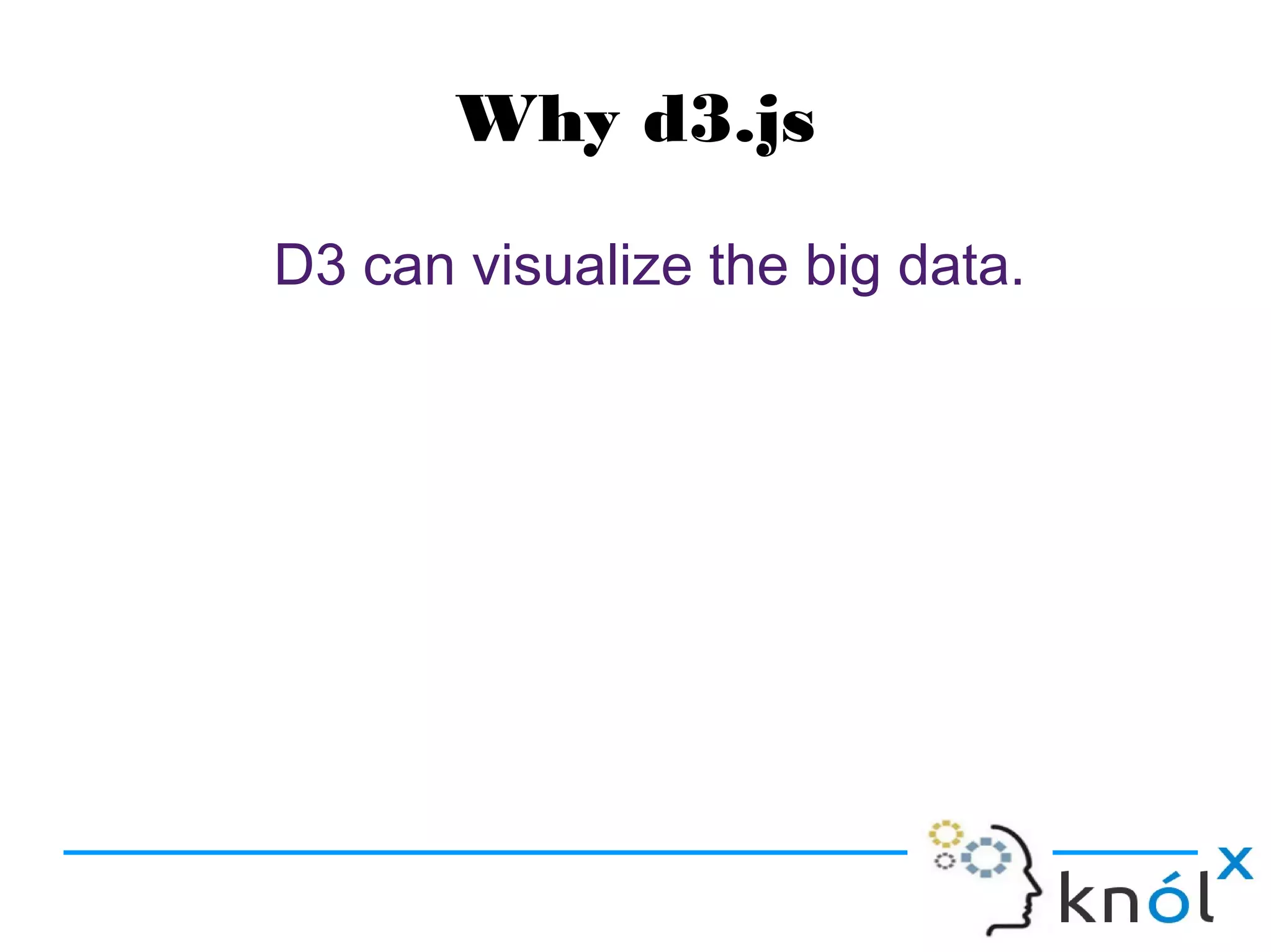 Why d3.js
D3 can visualize the big data.