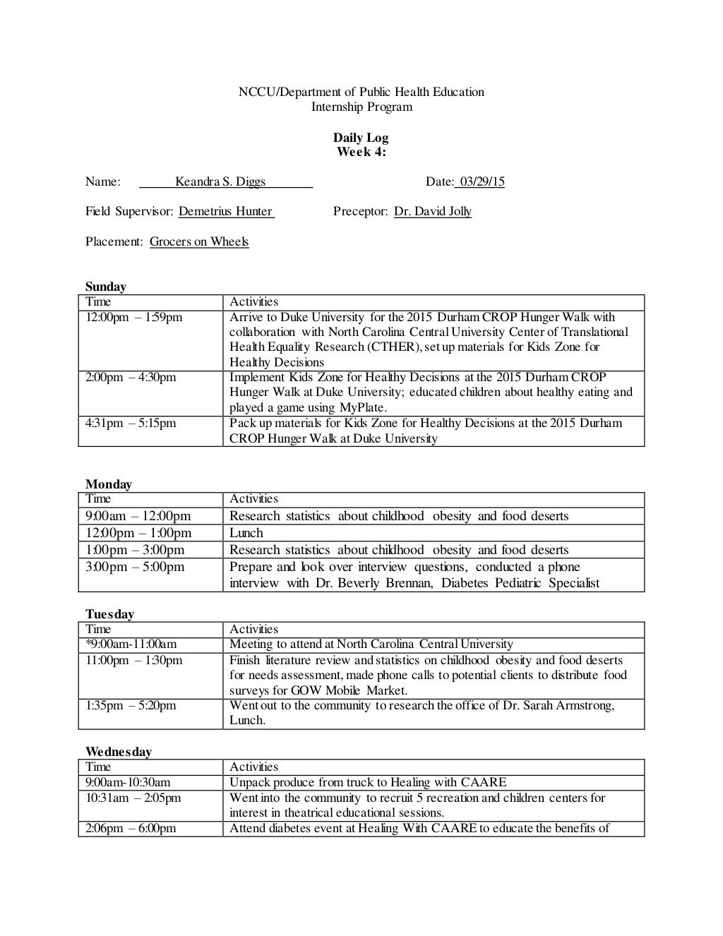 Internship Portfolio