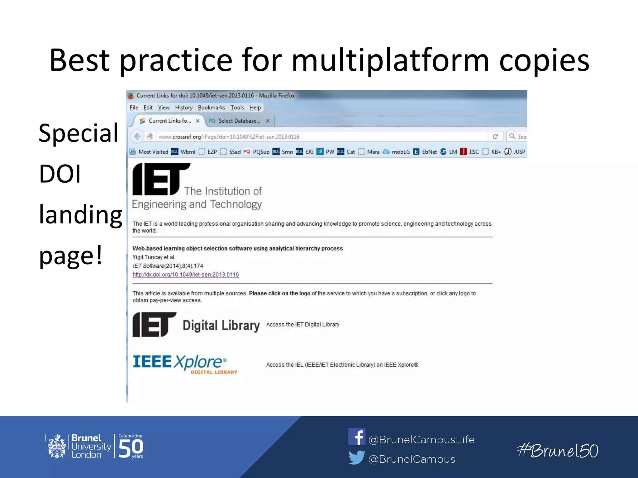 Best practice for multiplatform copies
Special
DOI
landing
page!
 