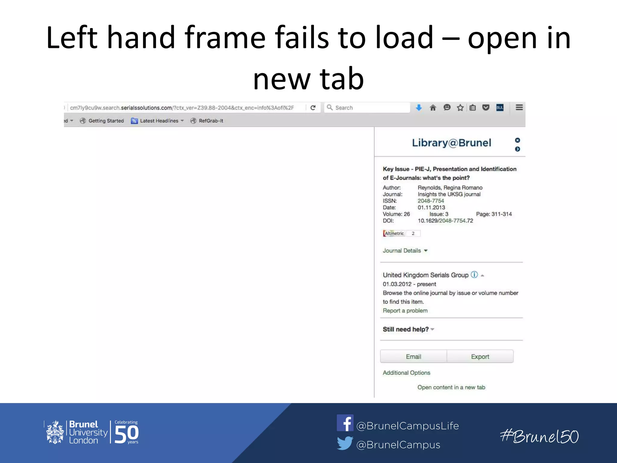 Left hand frame fails to load – open in
new tab
 