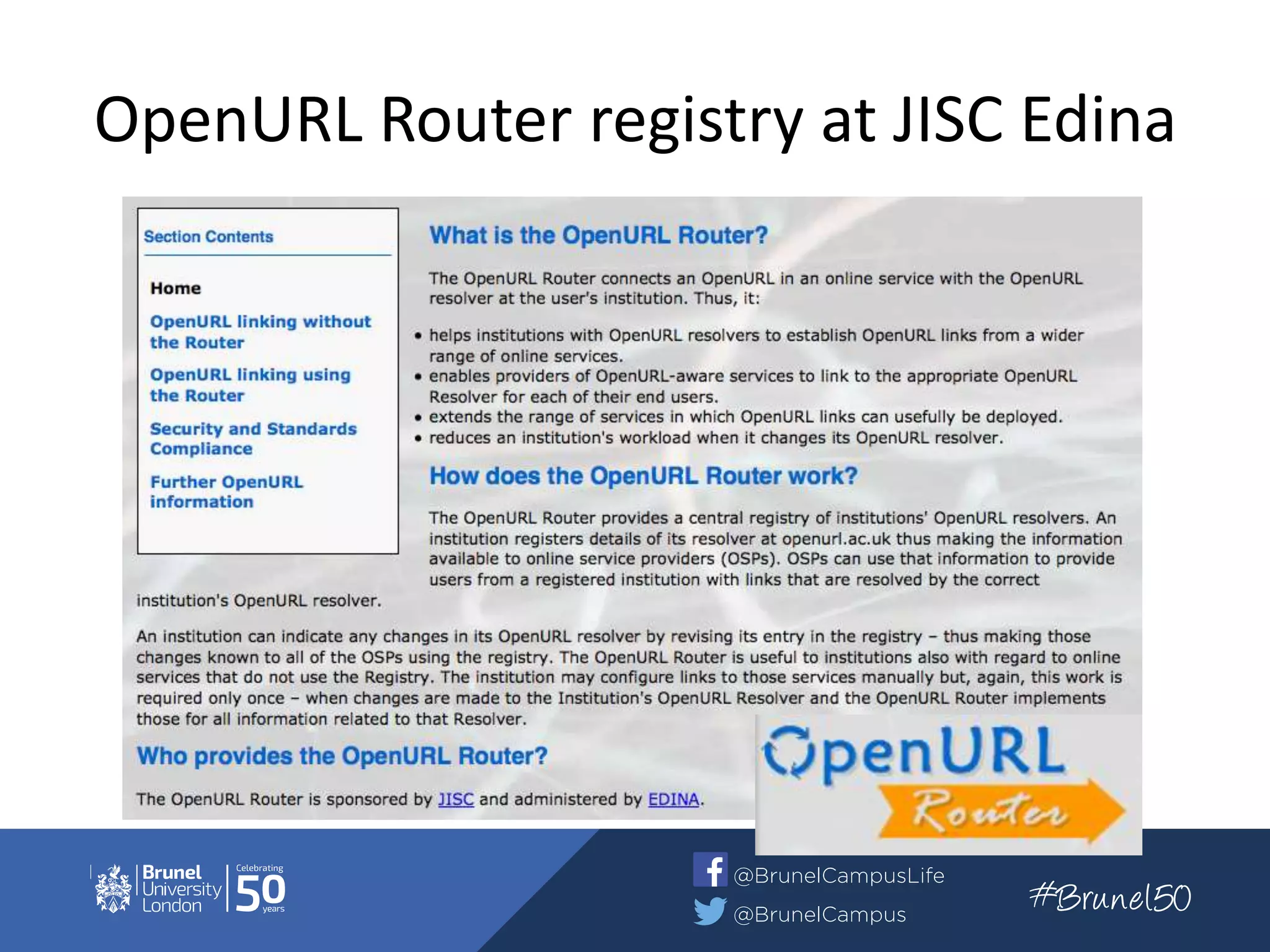 OpenURL Router registry at JISC Edina
 