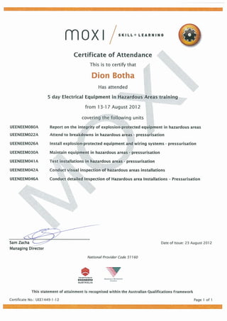 DB - MOXI - EEHA training certificate