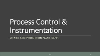 Process Control &
Instrumentation
STEARIC ACID PRODUCTION PLANT (SAPP)
SAPP 30
 