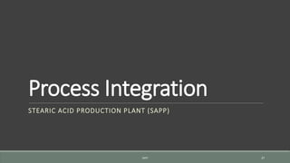 Process Integration
STEARIC ACID PRODUCTION PLANT (SAPP)
SAPP 37
 