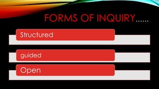 FORMS OF INQUIRY……
Structured
guided
Open