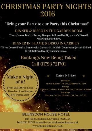 BHH Christmas party nights Flyer 2016