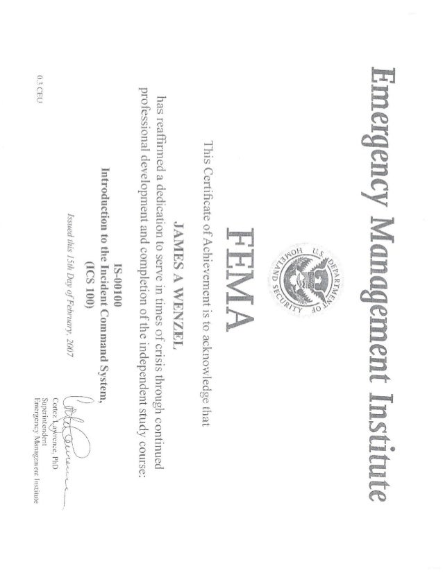 Federal Emergency Management Certs