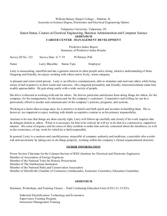addendum to resumes