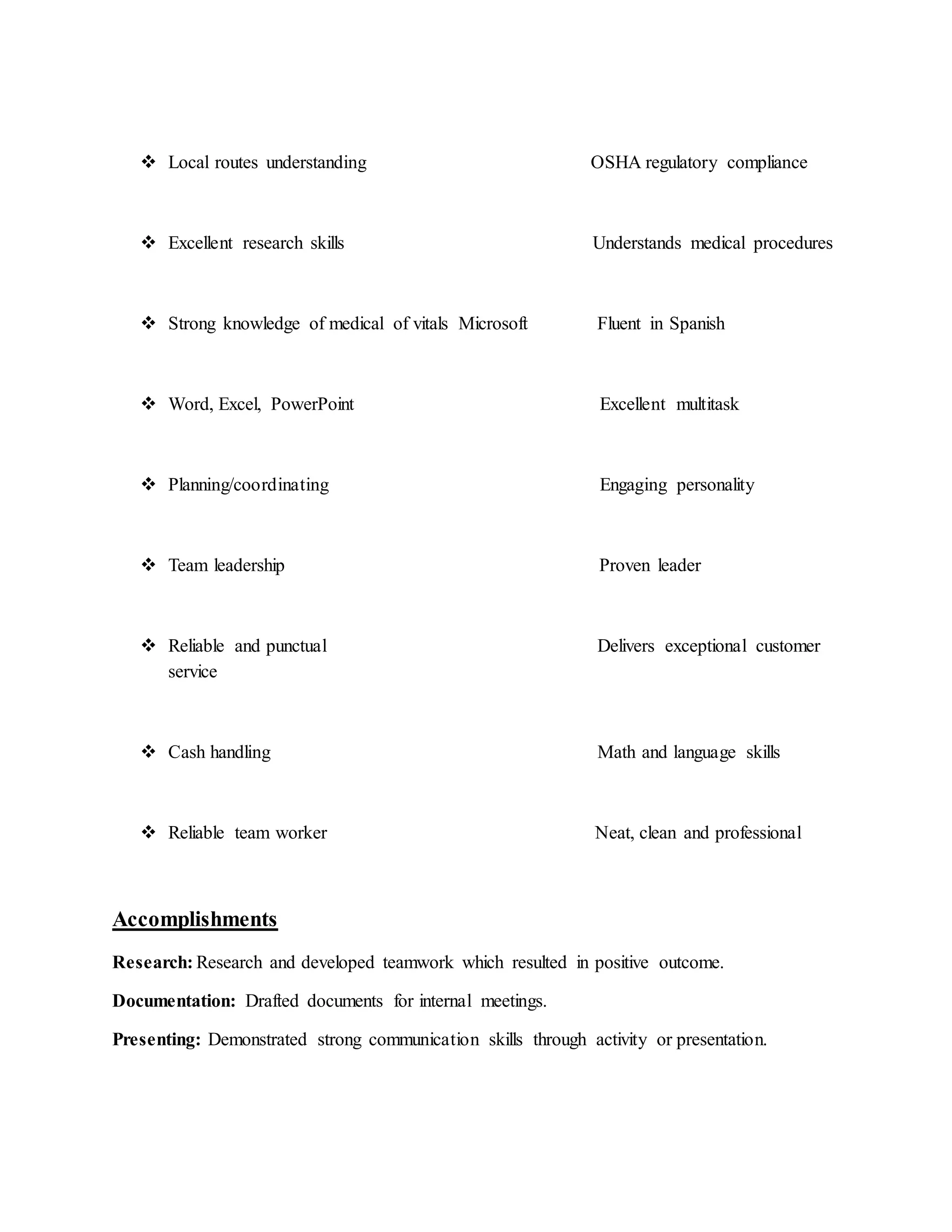 Resume of Mary | DOCX