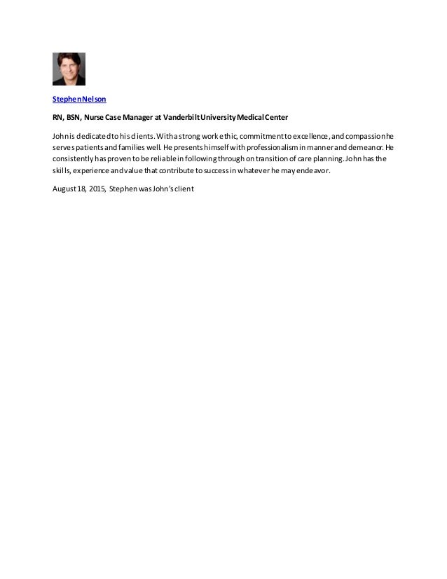 stephen nelson letter of recommendation vanderbilt university letter of recommendation