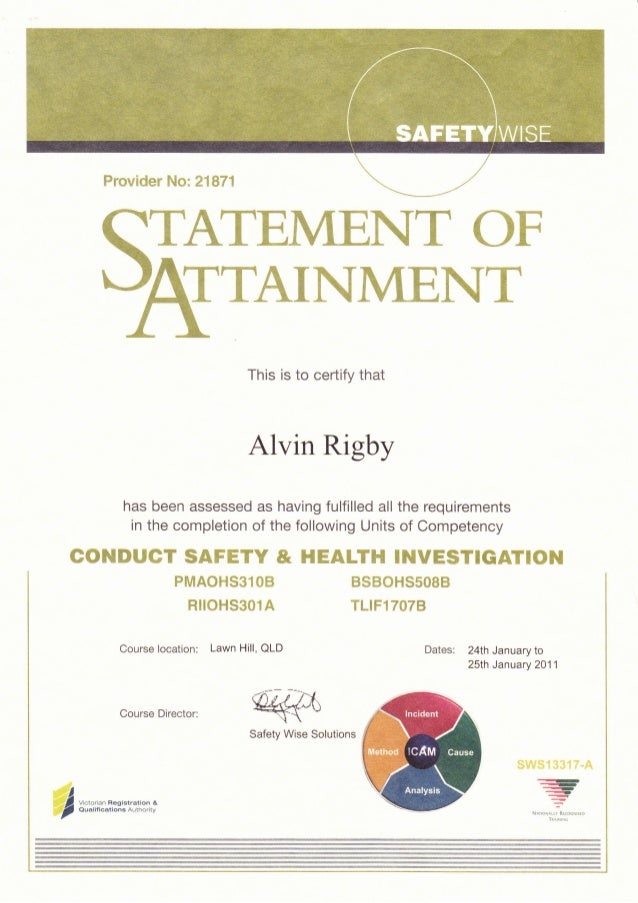 SAFETY CERTIFICATES