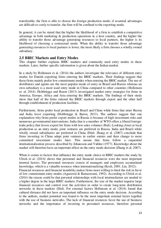 Master thesis on international business