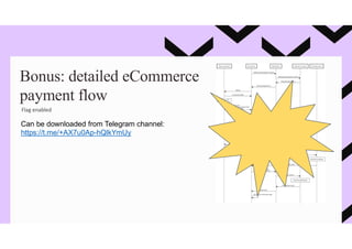 Bonus: detailed eCommerce
payment flow
Can be downloaded from Telegram channel:
https://t.me/+AX7u0Ap-hQlkYmUy
Flag enabled
 