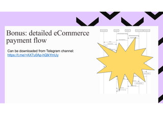 Bonus: detailed eCommerce
payment flow
Can be downloaded from Telegram channel:
https://t.me/+AX7u0Ap-hQlkYmUy
 