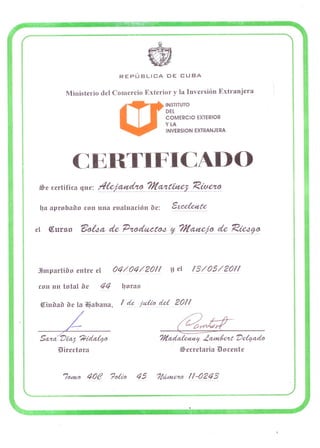 12_Certificado de Curso de Bolsa , Instituto de Comercio Exterior