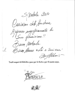 Apprezzamento Vice Presidente Dino Abbascià (dic.2014)