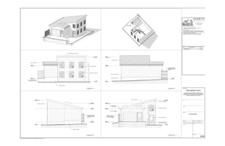 fin. floor
0
t/o plate
3524
fin. garage
600
t/o high plate
5410
roof mid height
4734
3
12
3
12
SIDING AS PER OWNER
WINDOWS AS PER OWNER
DOORS AS PER OWNER
TIGHT BOARD FENCE ON
EXTENDED LANDSCAPE
RETAINING WALL AS PER
SITE PLAN
NEW LANDSCAPE RETAINING
WALL AS PER SITE PLAN
W1
ASPHALT SHINGLES
20829871182
PREFINISHED METAL
EAVESTROUGH
PREFINISHED VENTED
SOFFIT
fin. floor
0
t/o plate
3524
fin. garage
600
t/o high plate
5410
roof mid height
47343
12
TIGHT BOARD FENCE ON
EXTENDED LANDSCAPE
RETAINING WALL AS PER
SITE PLAN
SIDING AS PER OWNER
EXPOSED CONCRETE
fin. floor
0
t/o plate
3524
fin. garage
600
t/o high plate
5410
SIDING AS PER OWNER
TIGHT BOARD FENCE ON
EXTENDED LANDSCAPE
RETAINING WALL AS PER
SITE PLAN
ASPHALT SHINGLES
EXPOSED CONCRETE
fin. floor
0
t/o plate
3524
fin. garage
600
t/o high plate
5410
SIDING AS PER OWNER
WINDOWS AS PER OWNER
NEW LANDSCAPE RETAINING
WALL AS PER SITE PLAN
ASPHALT SHINGLES
W1 W1
W1W1
11829531182914
EXPOSED CONCRETE
PREFINISHED METAL FLASHING
ISSUED FOR:
PRELIMINARY ONLY
DRAWINGS “ISSUED AS PRELIMINARY” ARE USED TO SHOW
PROGRESS ON THE PROJECT, TO PERMIT COORDINATION, OR FOR
REVIEW. UNDER NO CIRCUMSTANCES ARE THEY TO BE USED FOR
PERMIT APPLICATIONS, CONSTRUCTION, OR PRICING PURPOSES
UNLESS SO AUTHORIZED BY THE CONSULTANT.
Client
Project
Drawing:
Orientation
Checked by:
Time Stamp:
Designed by:Project No.
Drawing No.
Stamp
Drawn by: Approved by:
This drawing has been created electronically.
Handwritten or manual revisions to the drawing are only valid when
accompanied by the design engineer's initials.
Do not scale drawings.
Check and verify all dimensions and information on the drawings and report
all errors or ommissions to the Consultant before proceeding with the work.
This drawing shall not be reproduced in any manner, in part or in whole, for any
project other than that for which it was prepared.
this drawing, and all design concepts it contains, are an instrument of
professional service and remain the property of Gerrits Engineering.
X:100143 Gerrits Engineering143-015-09 Gerrits GarageDrawings143-015-09 frank.rvt
7/19/2011 5:41:29 PM
ELEVATIONS
JC
A300
KS/WD
FG
FG
SCALE: 1 : 50
NORTH ELEVATION1
SCALE: 1 : 50
SOUTH ELEVATION3
SCALE: 1 : 50
EAST ELEVATION2
SCALE: 1 : 50
WEST ELEVATION4
No. Issuance Description Date
1 ISSUED FOR BUILDING PERMIT JULY 15, 2009
2 MEZZANINE DELETED JULY 24, 2009
 