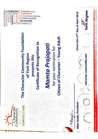 community character certificate