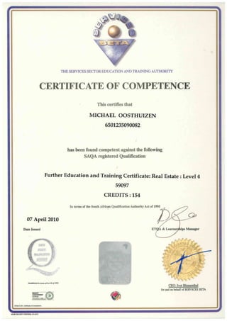 NQF 4 Certificate