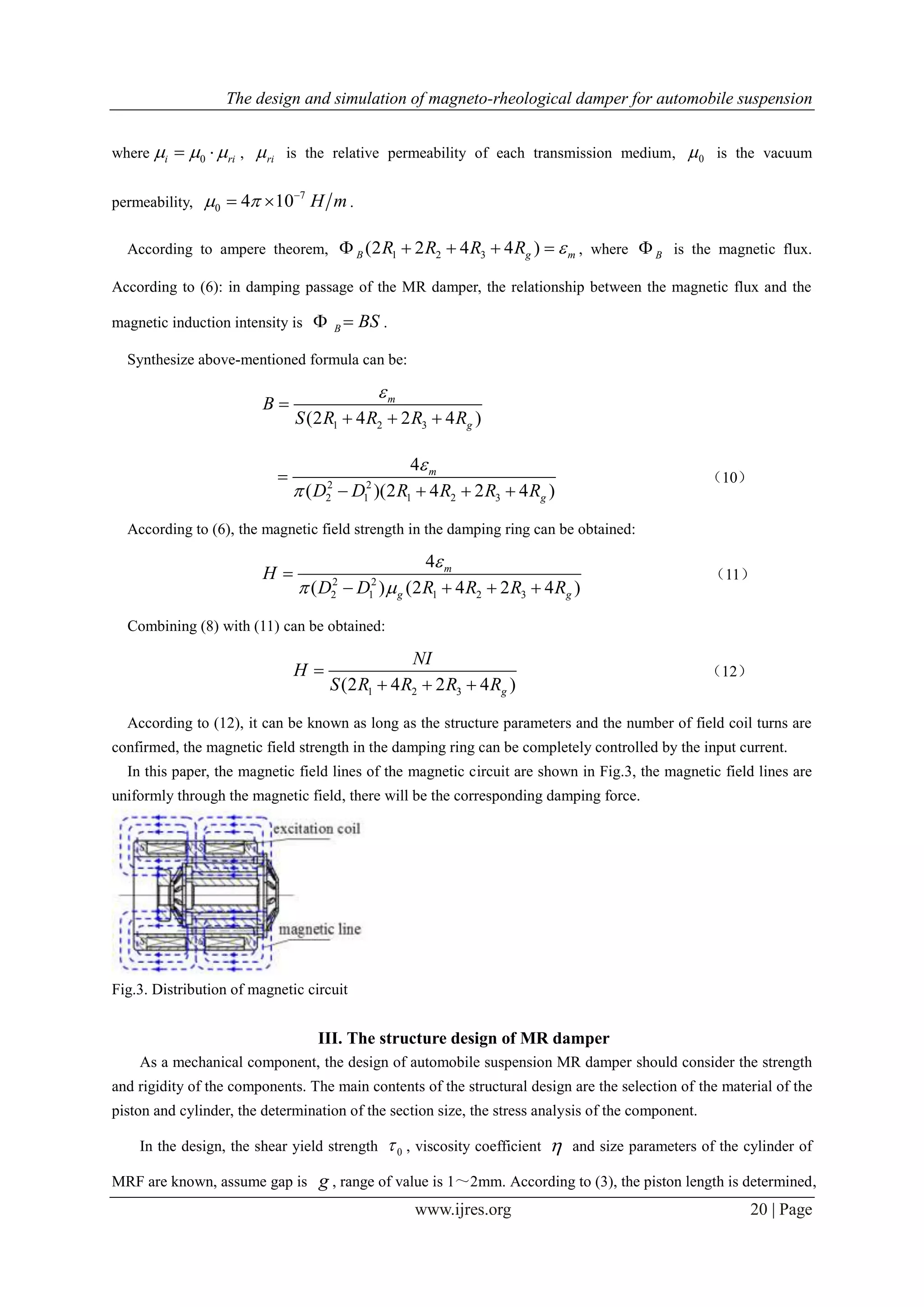 The design and simulation of magneto-rheological damper for automobile ...