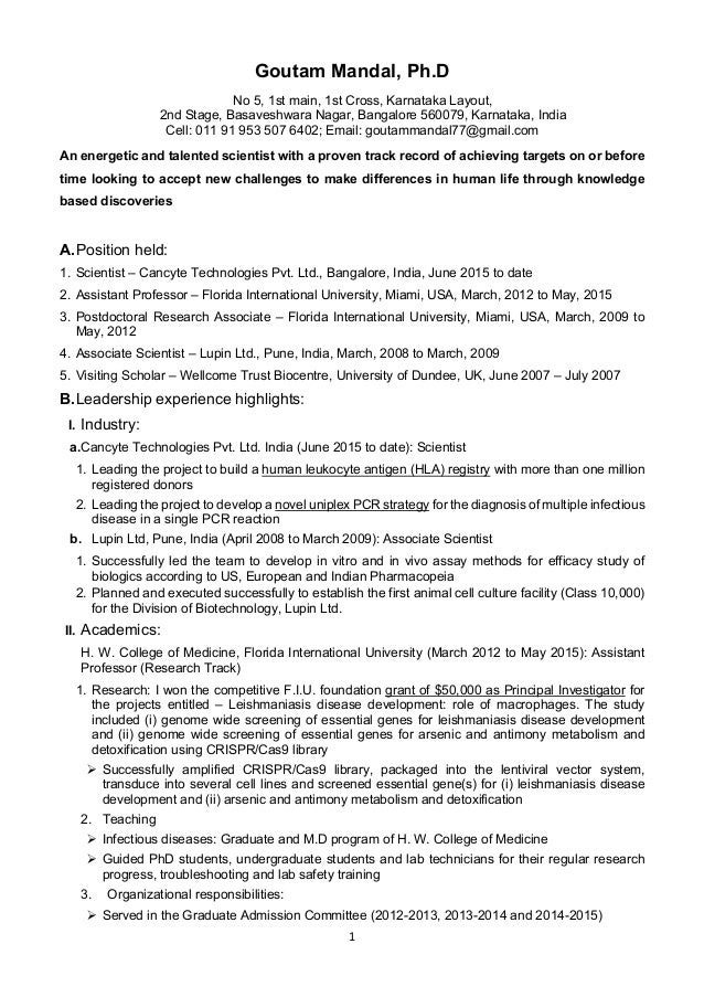 associate scientist resume