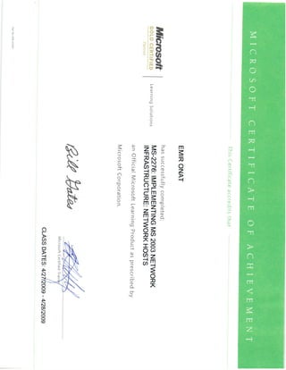 Certificate MS-2276 April 2009