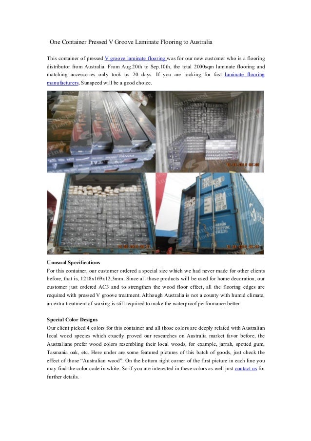 Laminate Flooring Shipment To Australia