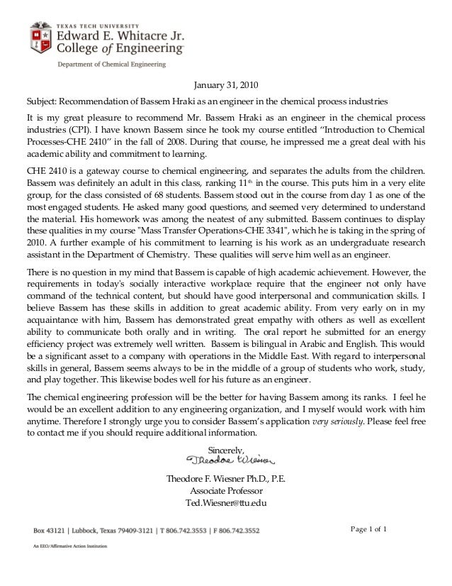 recommendation letter dr theodore wiesner ttu engineering letter of recommendation