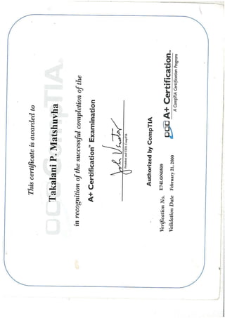 A+ Certificate | PDF