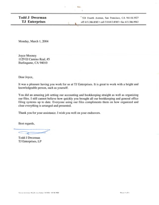TJ Enterprises Reference Letter