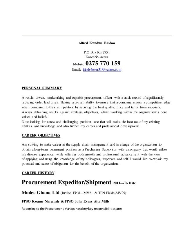 expeditor resume