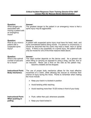 071219 lesson plan for rescue device demonstration for cirt | DOC