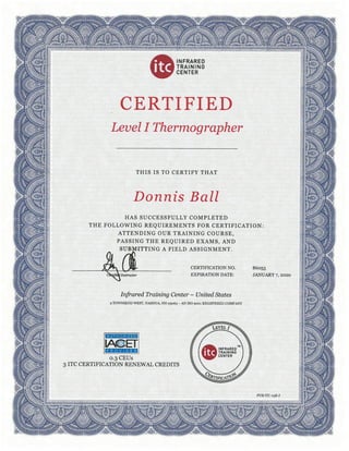 Level I thermography cert