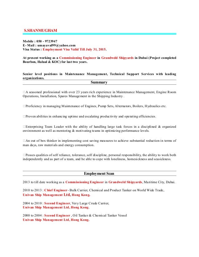 marine engineer cv 2015 marine engineer resumes