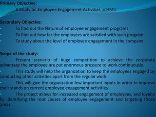 A study on Employee Engagement in HMIL
