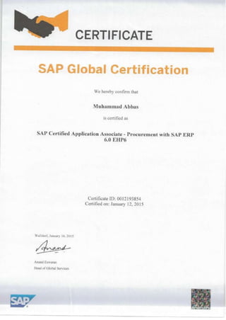 Muhammad Nassr SAP Certificate