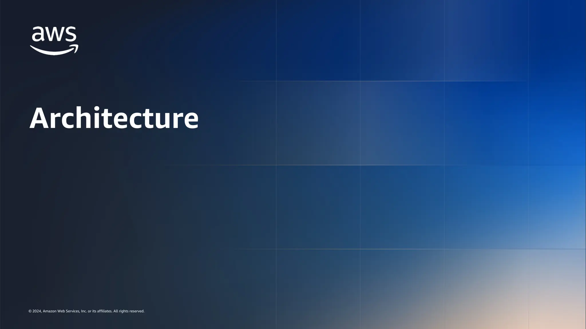 © 2024, Amazon Web Services, Inc. or its affiliates. All rights reserved.
AWS DATA & AI ROADSHOW 2024
© 2024, Amazon Web Services, Inc. or its affiliates. All rights reserved.
Architecture
 