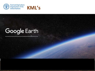 KML’s
> pointdata.kml <- spTransform(pointdata, CRS("+init=epsg:4326"))
To look at the locations of the data in Google Earth, we first need
to make sure the data is in the WGS84 geographic CRS. If the
data is not in this CRS (which is the case for our data), then we
need to perform a transformation. This is done by using the
spTransform function in sp. The EPSG code for WGS84
geographic is: 4326. We can then export out our transformed
pointdata data set to a KML file and visualize it in Google Earth.
 