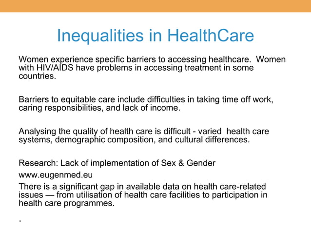 Gender inequalities and women’s health in EU | PPTX