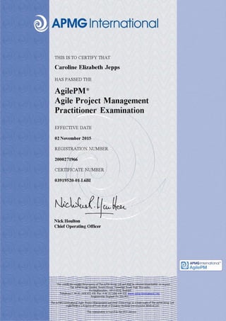 AgilePM  Certificate