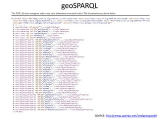 geoSPARQL
SOURCE: http://www.opengis.net/ont/geosparql#
 