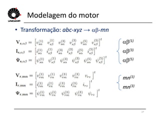 Modelagem do motor
• Transformação: abc-xyz → -mn
(1)
(3)
(5)
27

mn(1)
mn(3)
 