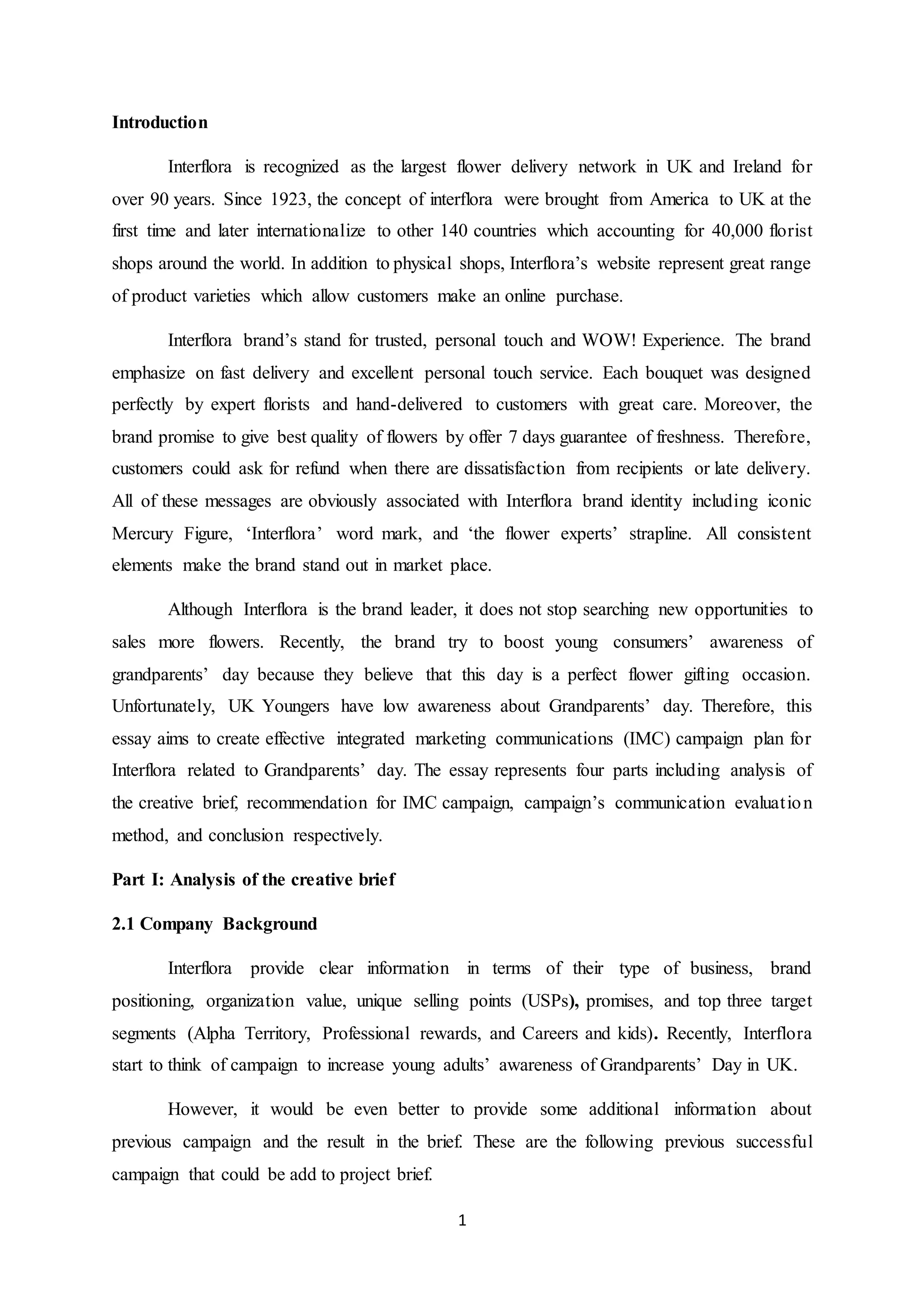 IMC plan for interflora | DOCX
