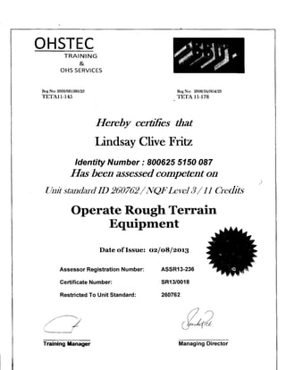 OPERATE ROUGH TERAIN EQUIPMENT | PDF