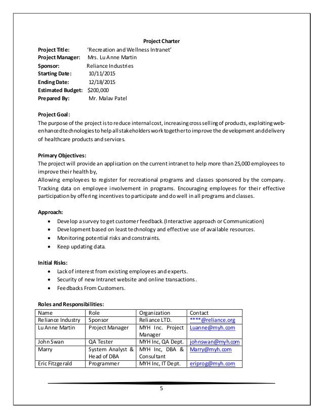 Recreation And Wellness Intranet Project Gantt Chart