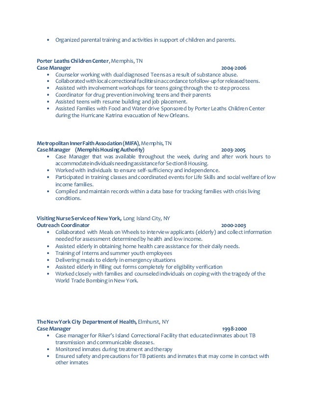 Substance case manager resume