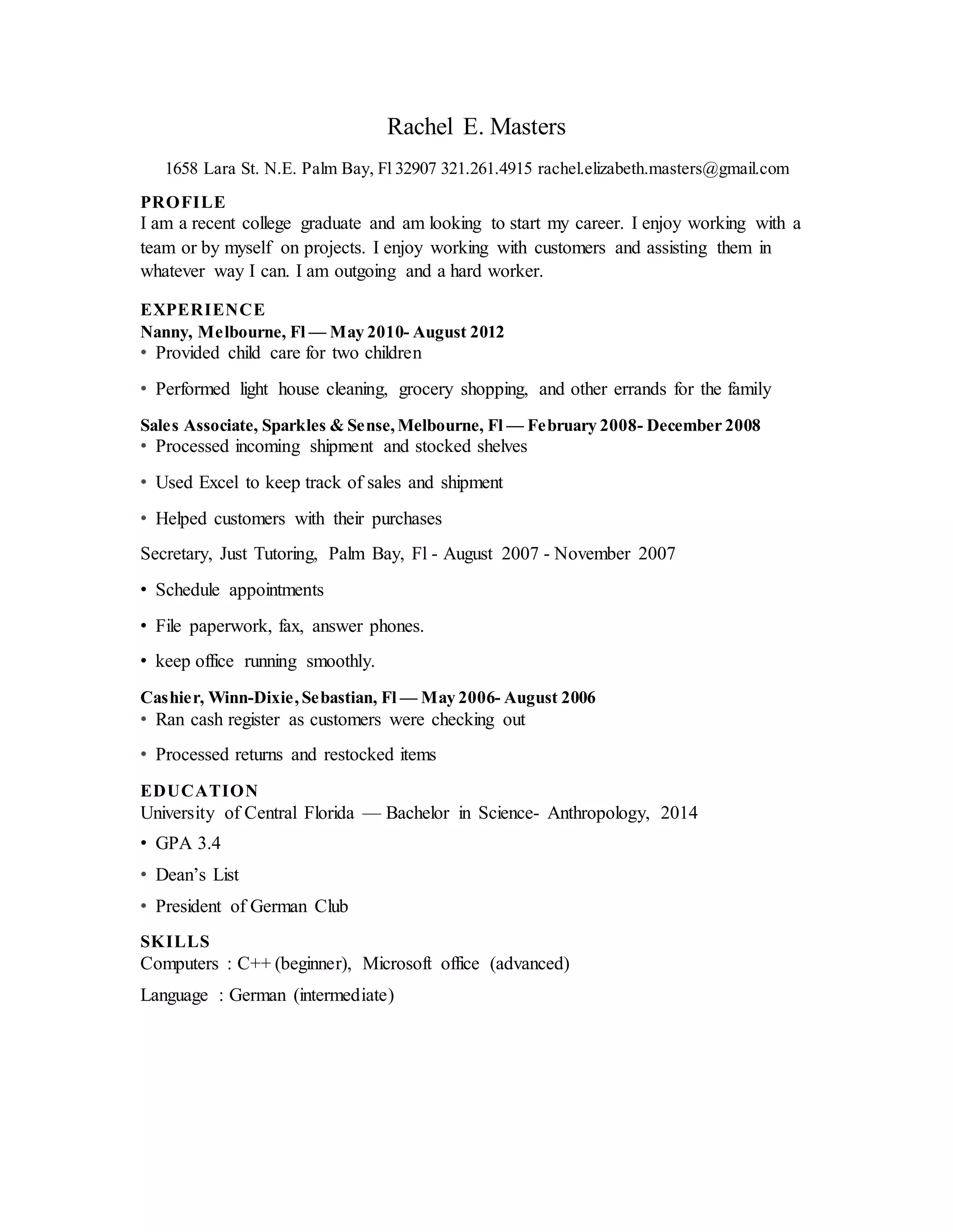 Rachel Masters Resume PDF - Rachel Masters Resume 1 2048